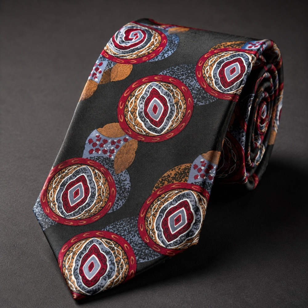 Christian Dior Monsieur Silk Tie Abstract Medallion Geometric Olive Burgundy